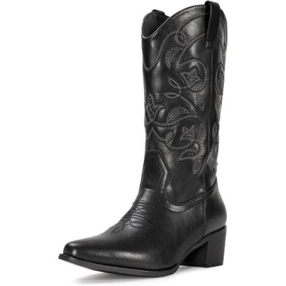 Women's Cowboy Boots‎ Pointy Toe Western Boots Cowgirl Boots Mid Calf Boots - Picture 1 of 6
